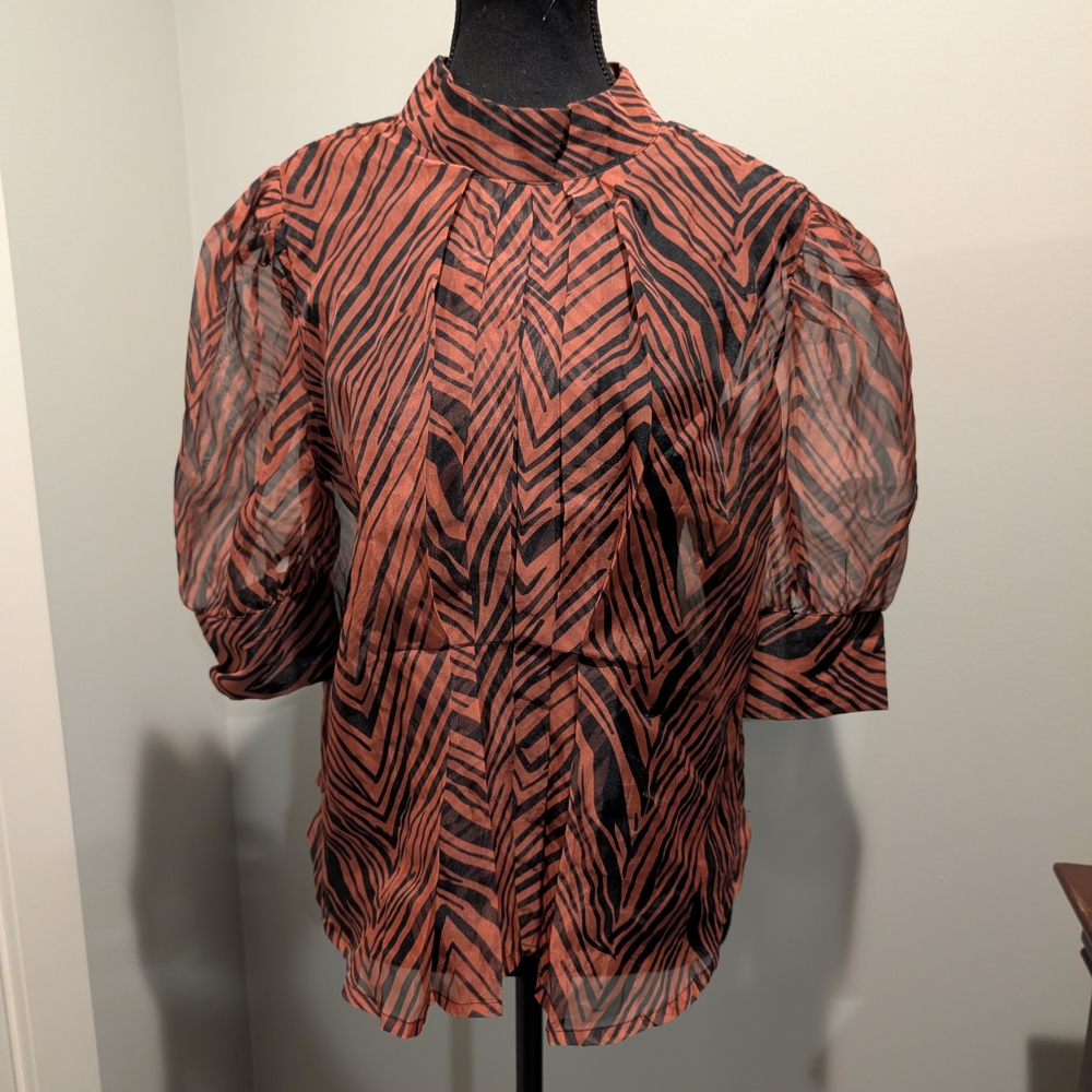 Chic Zebra Print Sheer Blouse